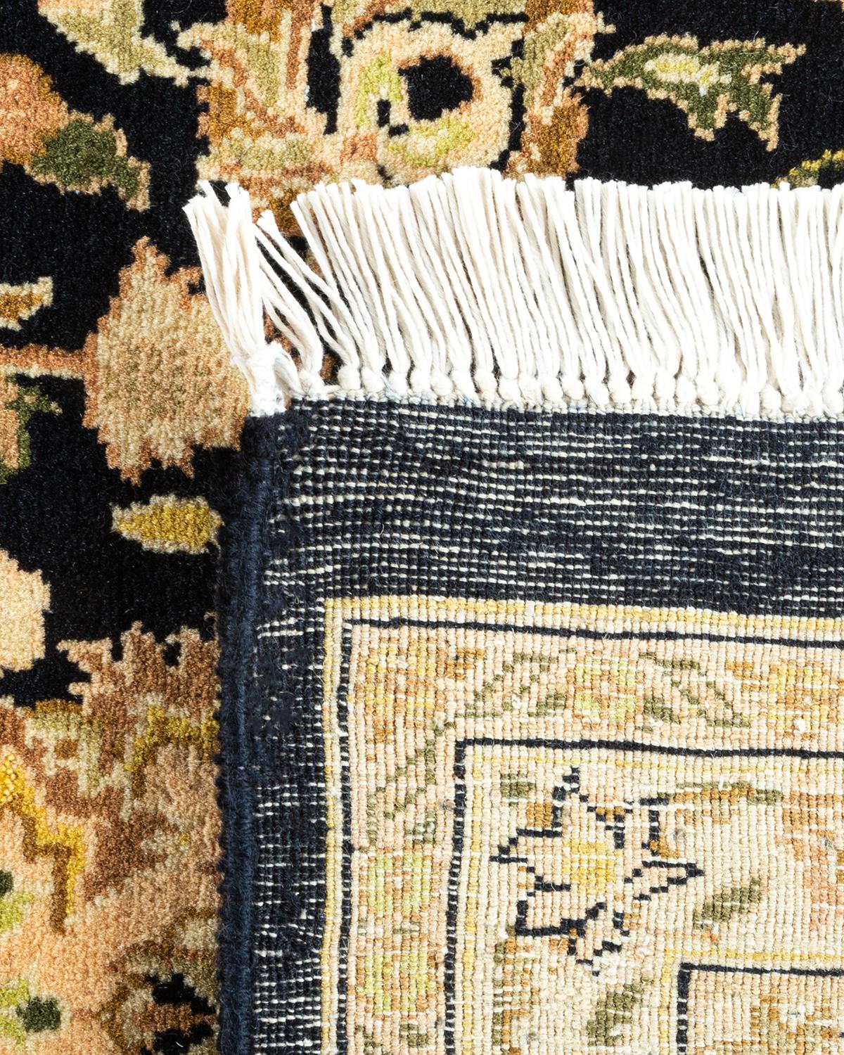 XXIe siècle et contemporain Tapis unique Oriental Mogul noir noué à la main, unique en son genre en vente