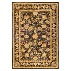 One-of-a-kind Hand Knotted Oriental Mogul Black Area Rug