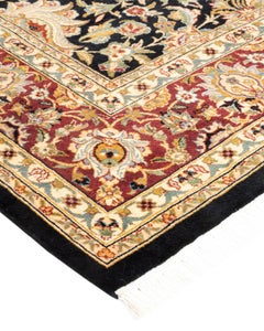 Handgeknüpfter schwarzer Oriental Mogul Teppich, Unikat, Unikat