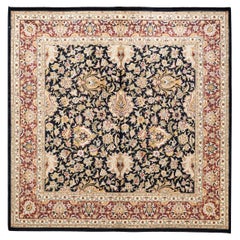 Handgeknüpfter schwarzer Oriental Mogul Teppich, Unikat, Unikat