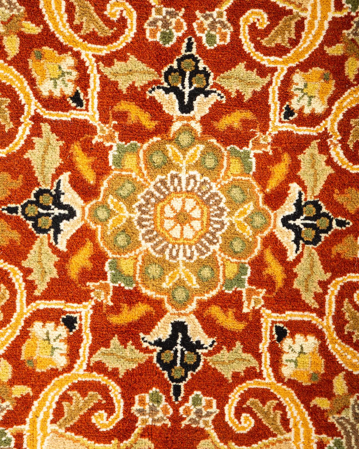 Einzigartiger handgeknüpfter schwarzer Oriental Mogul-Teppich, 2,13 m x 2,13 m, Unikat (Pakistanisch) im Angebot