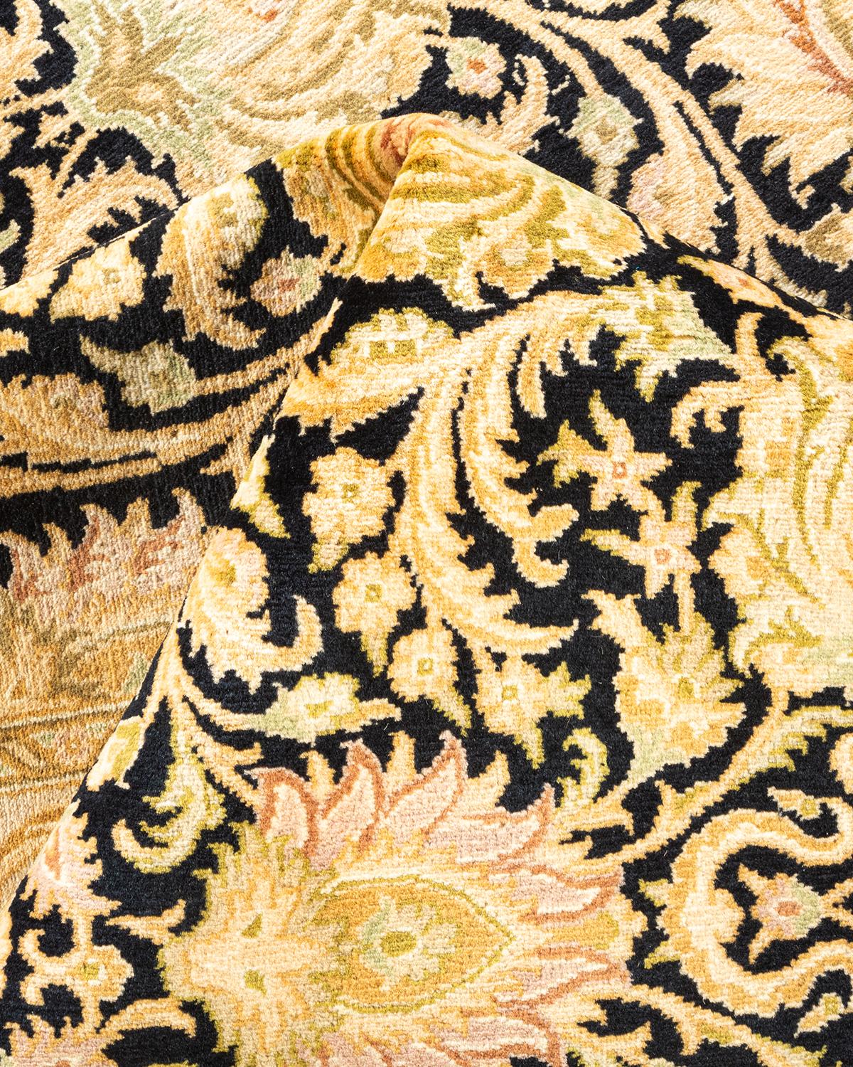 Tapis unique Oriental Mogul noir noué à la main de 8' 1