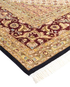 One-Of-A-Kind Hand Knotted Oriental Mogul Black Area Rug 8' 1" x 10' 1"