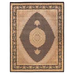 Handgeknüpfter, schwarzer Oriental Mogul-Teppich, 1,25 m x 2,25 m, Unikat