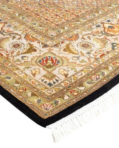 One-Of-A-Kind Hand Knotted Oriental Mogul Black Area Rug 8' 1" x 10' 5"
