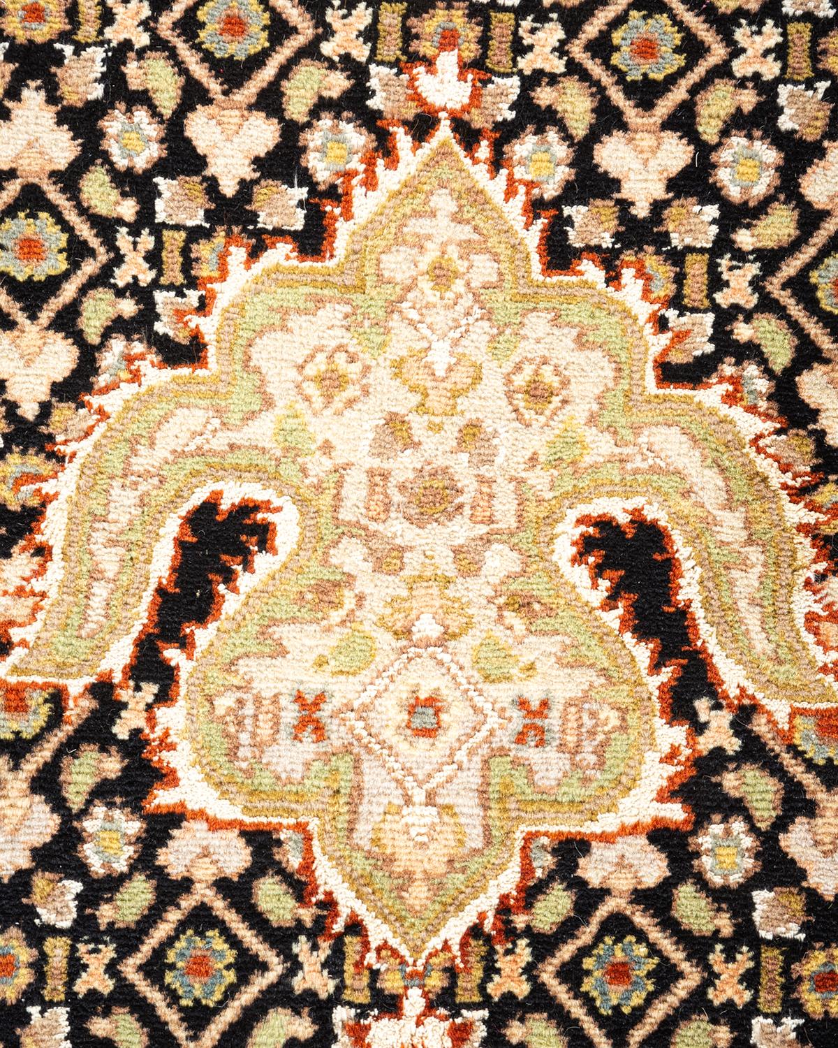 Pakistani One-of-a-kind Hand Knotted Oriental Mogul Black Area Rug For Sale