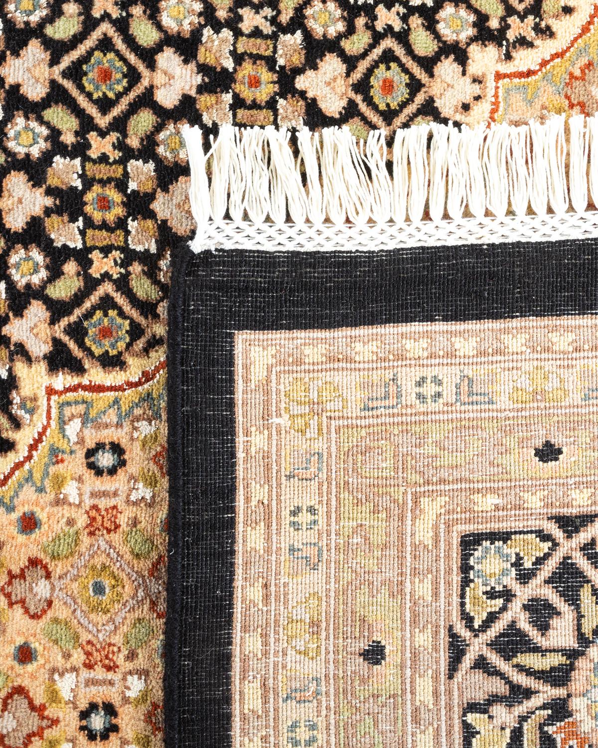 Contemporary One-of-a-kind Hand Knotted Oriental Mogul Black Area Rug For Sale