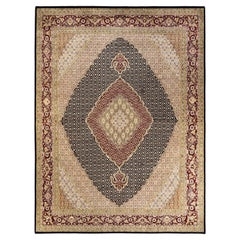 One-of-a-Kind Hand Knotted Oriental Mogul Black Area Rug