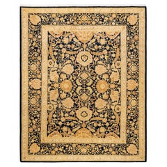 Handgeknüpfter, schwarzer Oriental Mogul-Teppich, Unikat