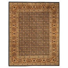 One-Of-A-Kind Hand Knotted Oriental Mogul Black Area Rug