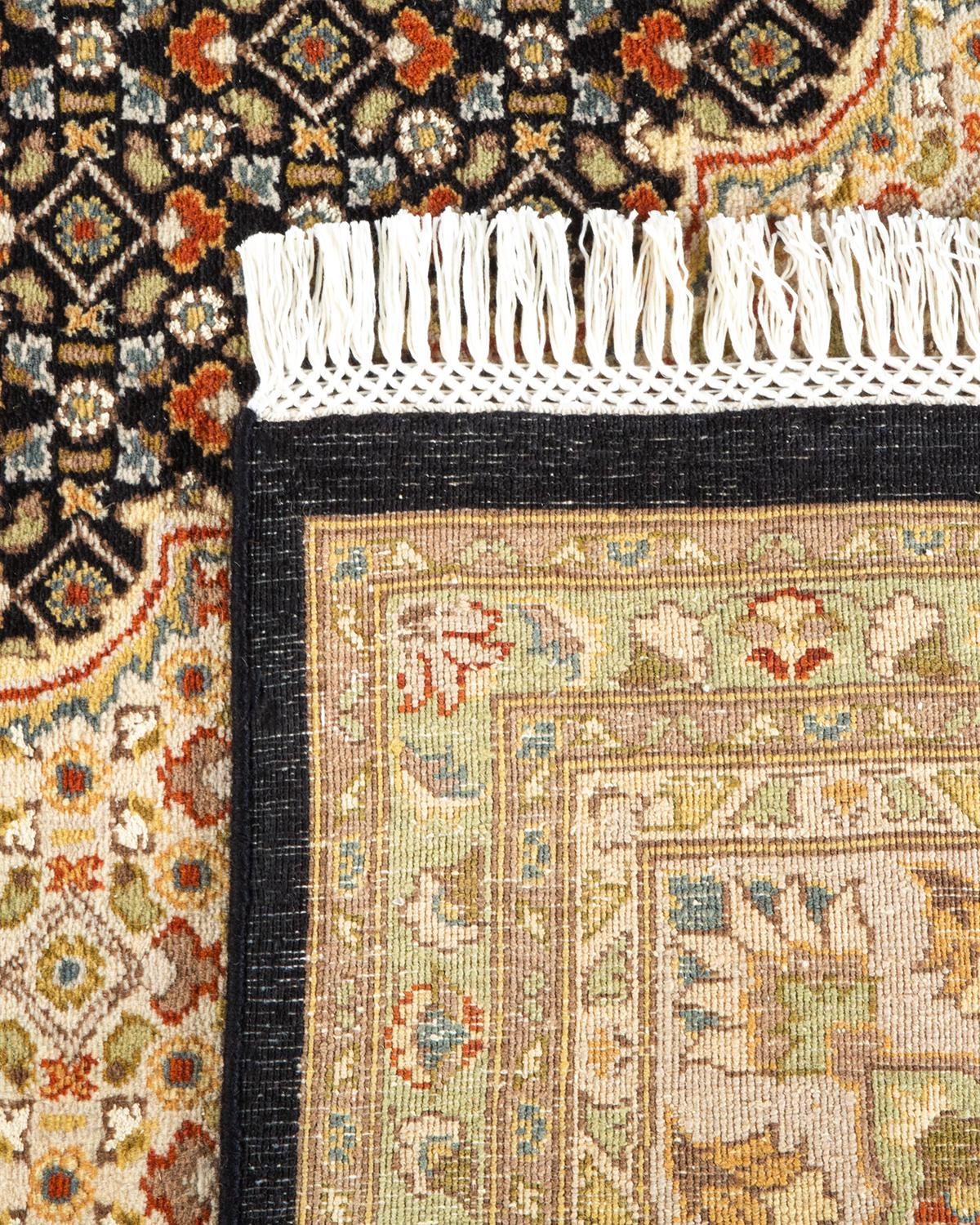 Handgeknüpfter, schwarzer Oriental Mogul-Teppich, Unikat (21. Jahrhundert und zeitgenössisch) im Angebot
