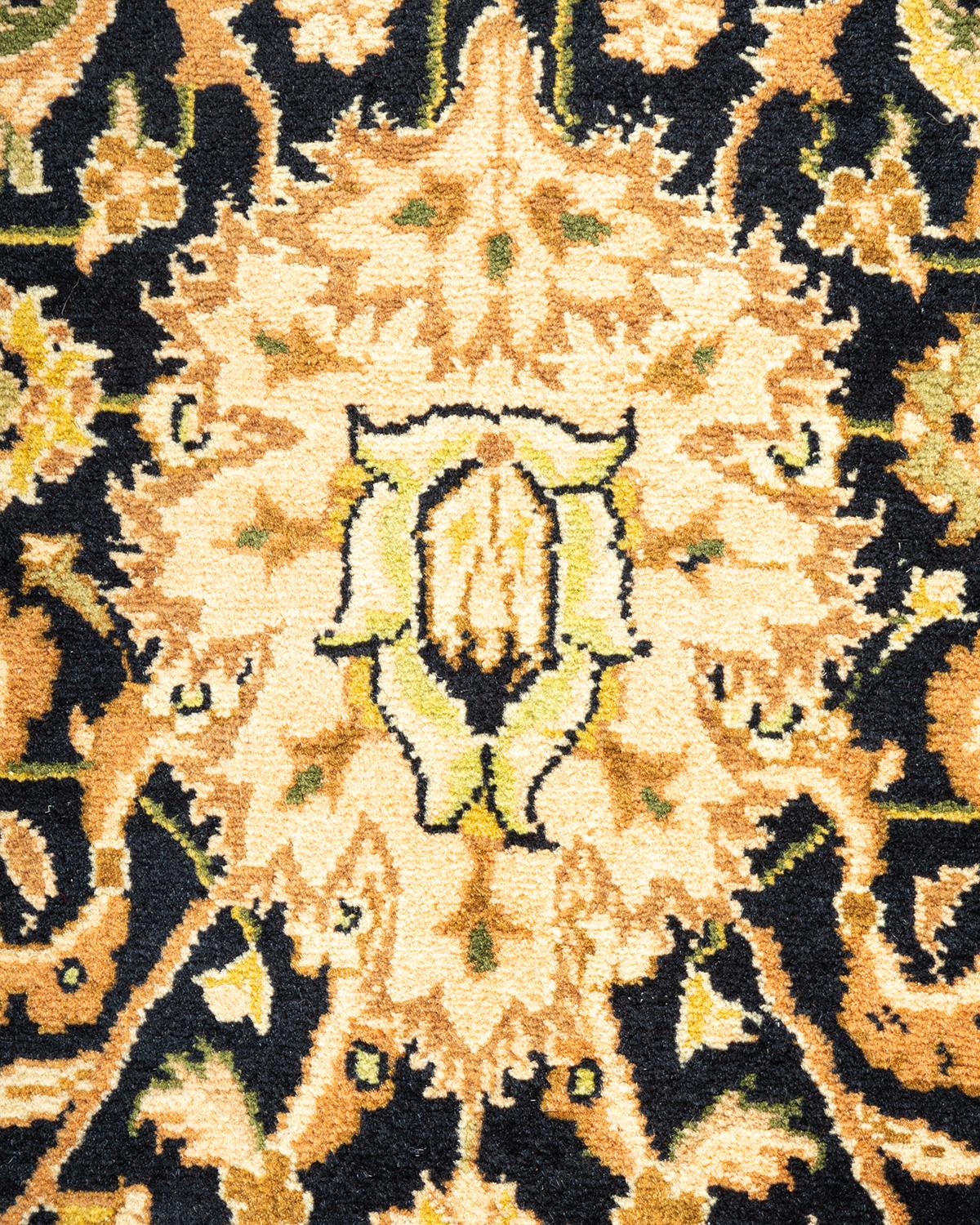 One-of-a-Kind Hand Knotted Oriental Mogul Black Area Rug In New Condition For Sale In Norwalk, CT