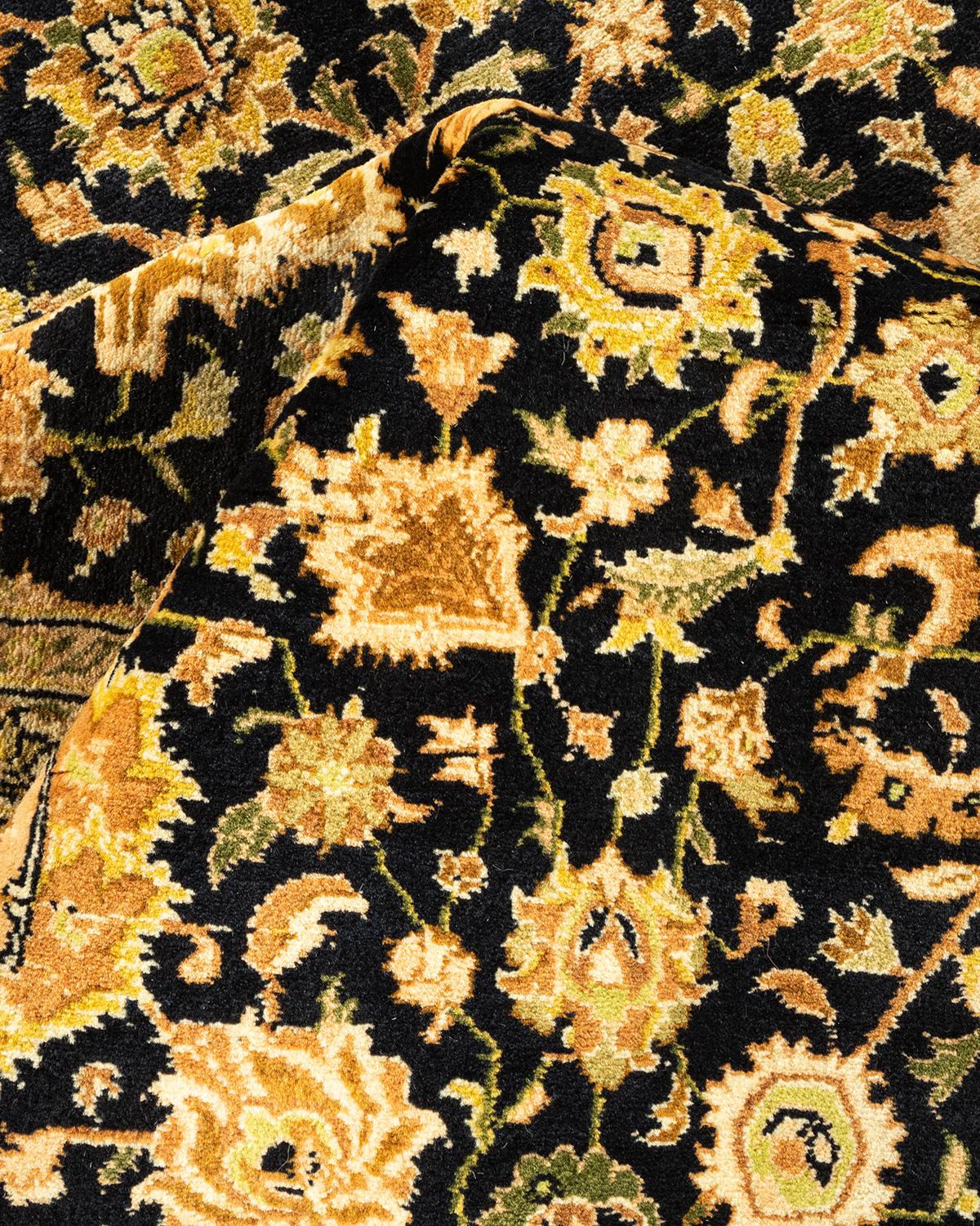 One-of-a-Kind Hand Knotted Oriental Mogul Black Area Rug For Sale 1