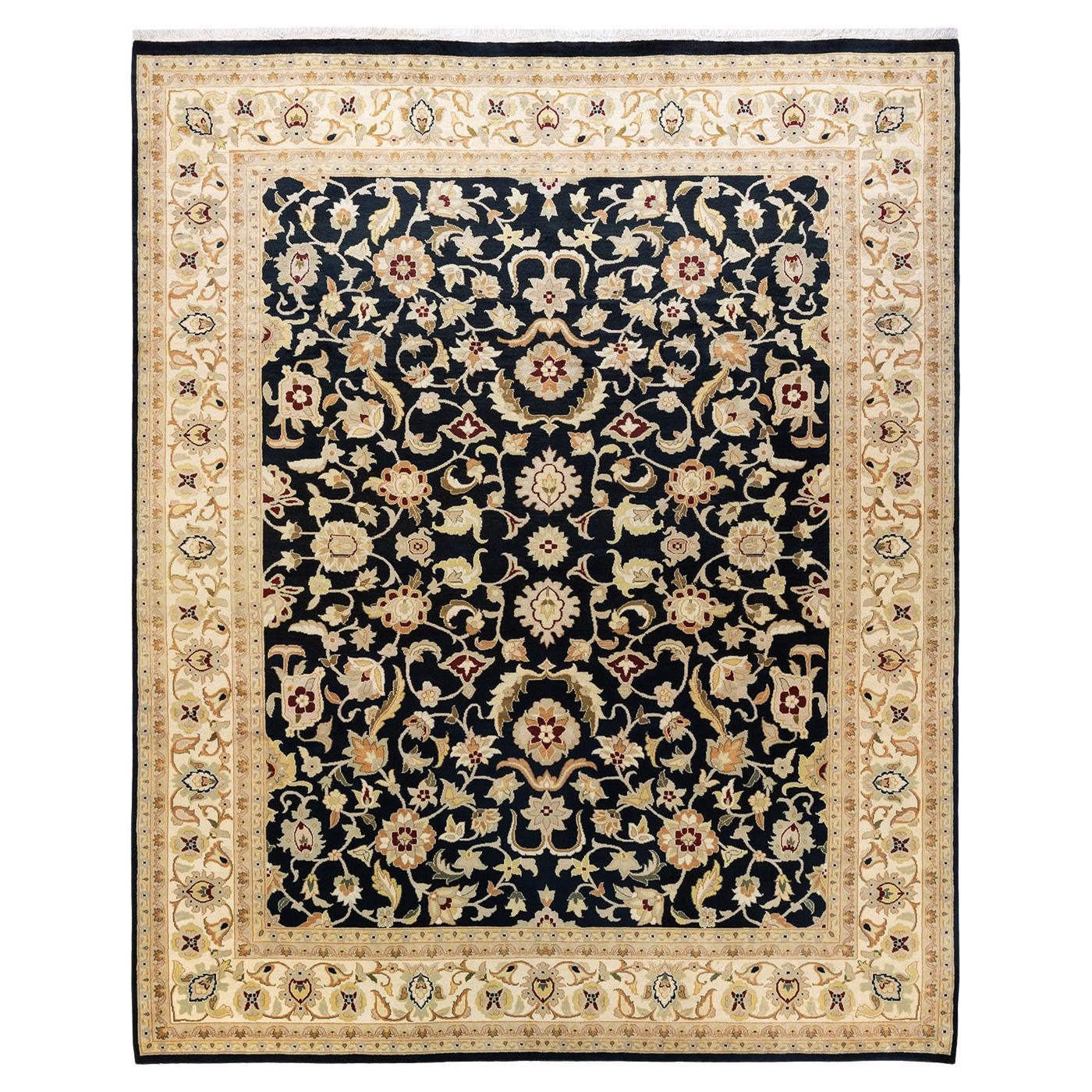 One-Of-A-Kind Hand Knotted Oriental Mogul Black Area Rug For Sale