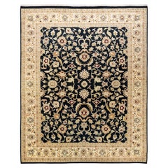 One-Of-A-Kind Hand Knotted Oriental Mogul Black Area Rug