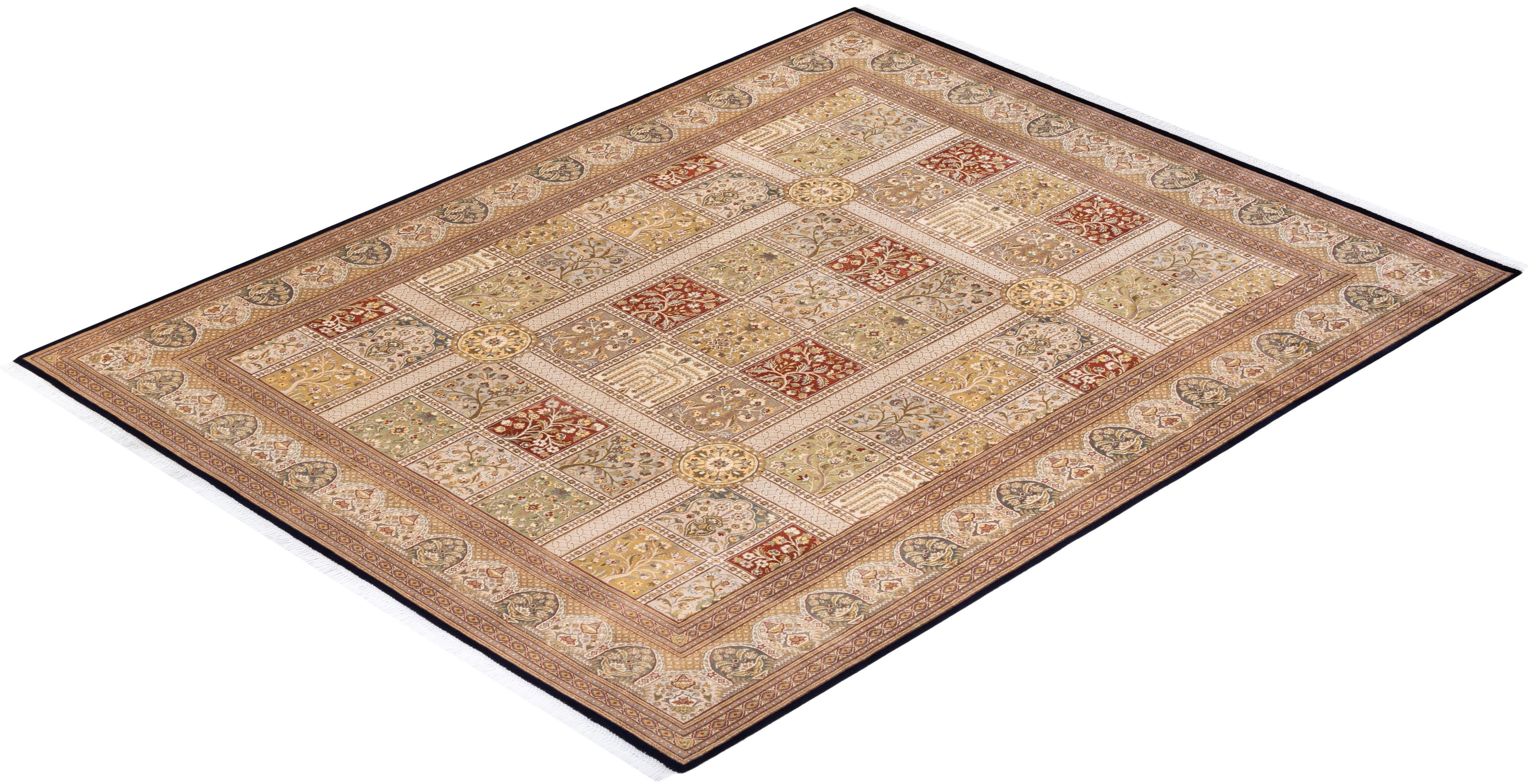Tapis Oriental Mogul noir noué à la main, unique en son genre en vente 2