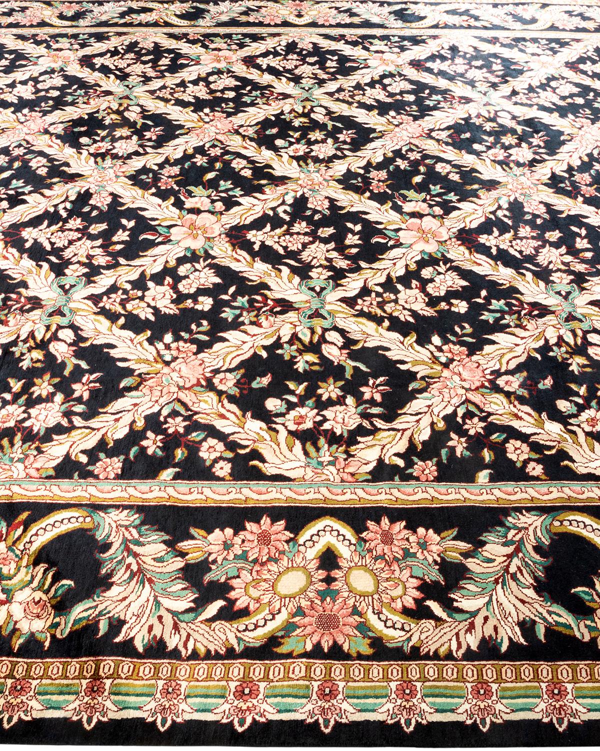 One-Of-A-Kind Hand Knotted Oriental Mogul Black Area Rug In New Condition For Sale In Norwalk, CT