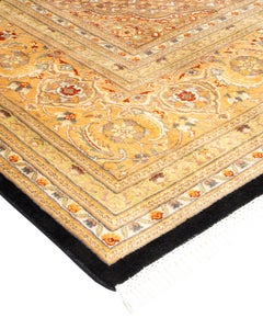 One-of-a-kind Hand Knotted Oriental Mogul Black Area Rug