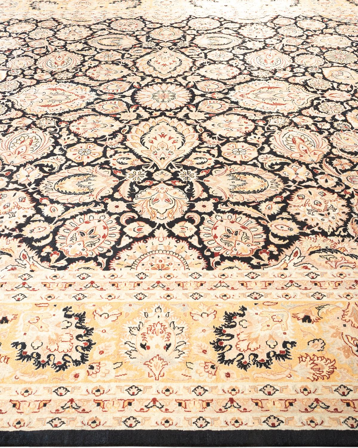 Einzigartiger handgeknüpfter schwarzer Oriental Mogul-Teppich, 2,74 m x 3,66 m, Unikat im Zustand „Neu“ im Angebot in Norwalk, CT