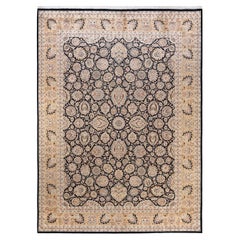 Alfombra Oriental Mogul Negra Anudada a Mano Única 9' 1" x 12' 3"