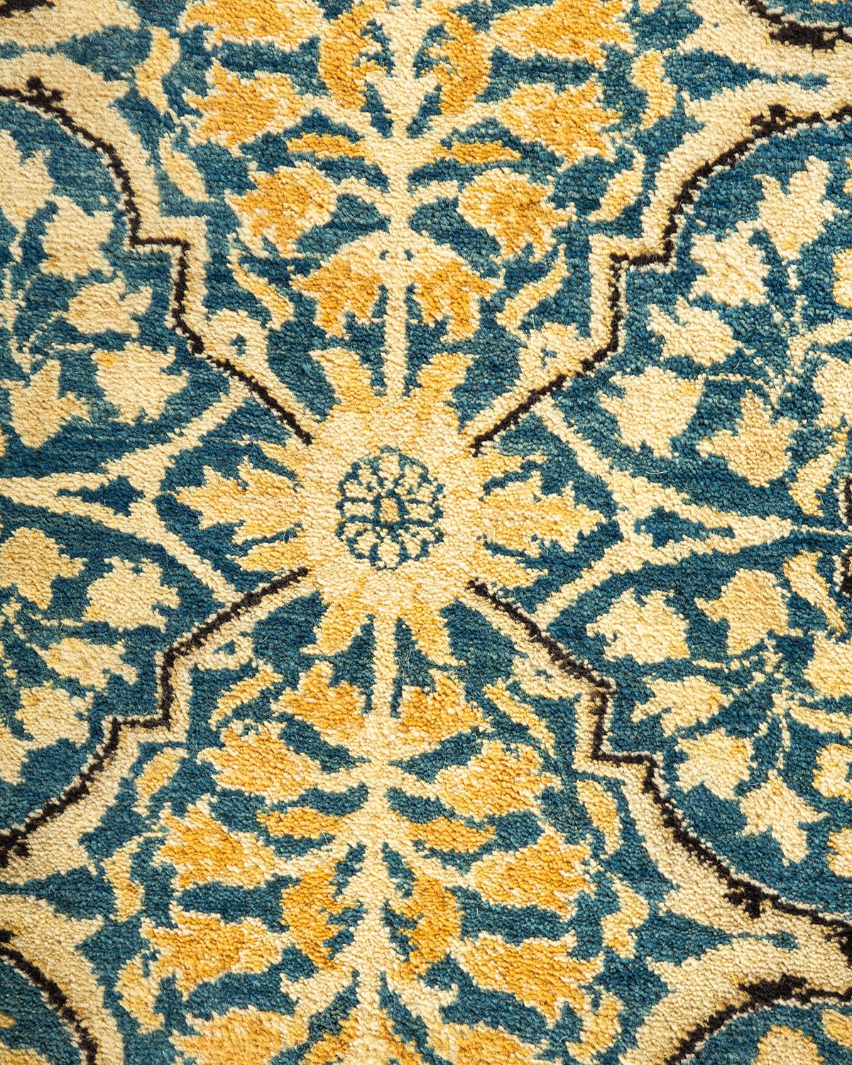 Pakistani One-of-a-Kind Hand Knotted Oriental Mogul Blue Area Rug For Sale