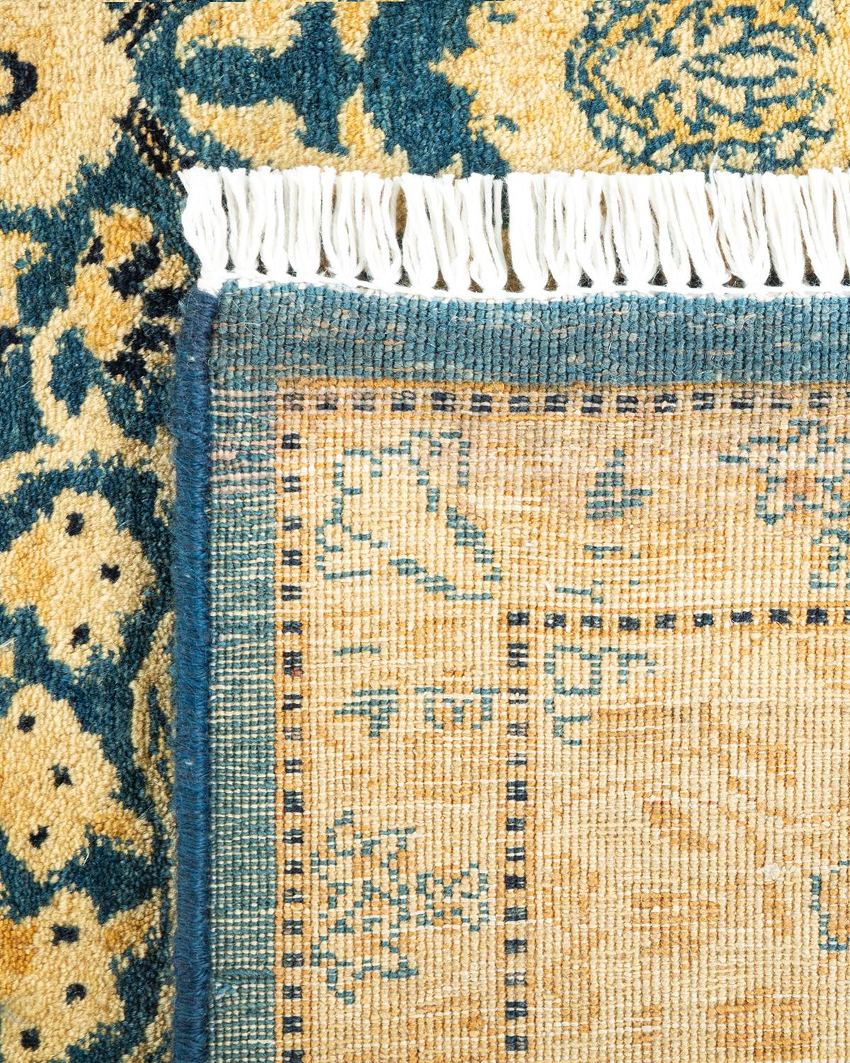 Contemporary One-of-a-Kind Hand Knotted Oriental Mogul Blue Area Rug For Sale