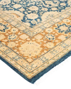 Handgeknüpfter orientalischer Mogulblauer Teppich, Unikat, Unikat