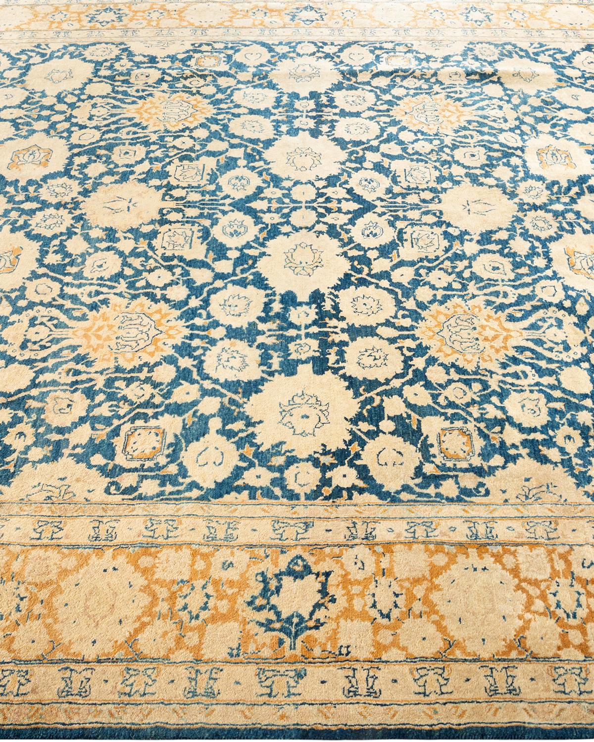 Handgeknüpfter orientalischer Mogulblauer Teppich, Unikat, Unikat (Pakistanisch) im Angebot