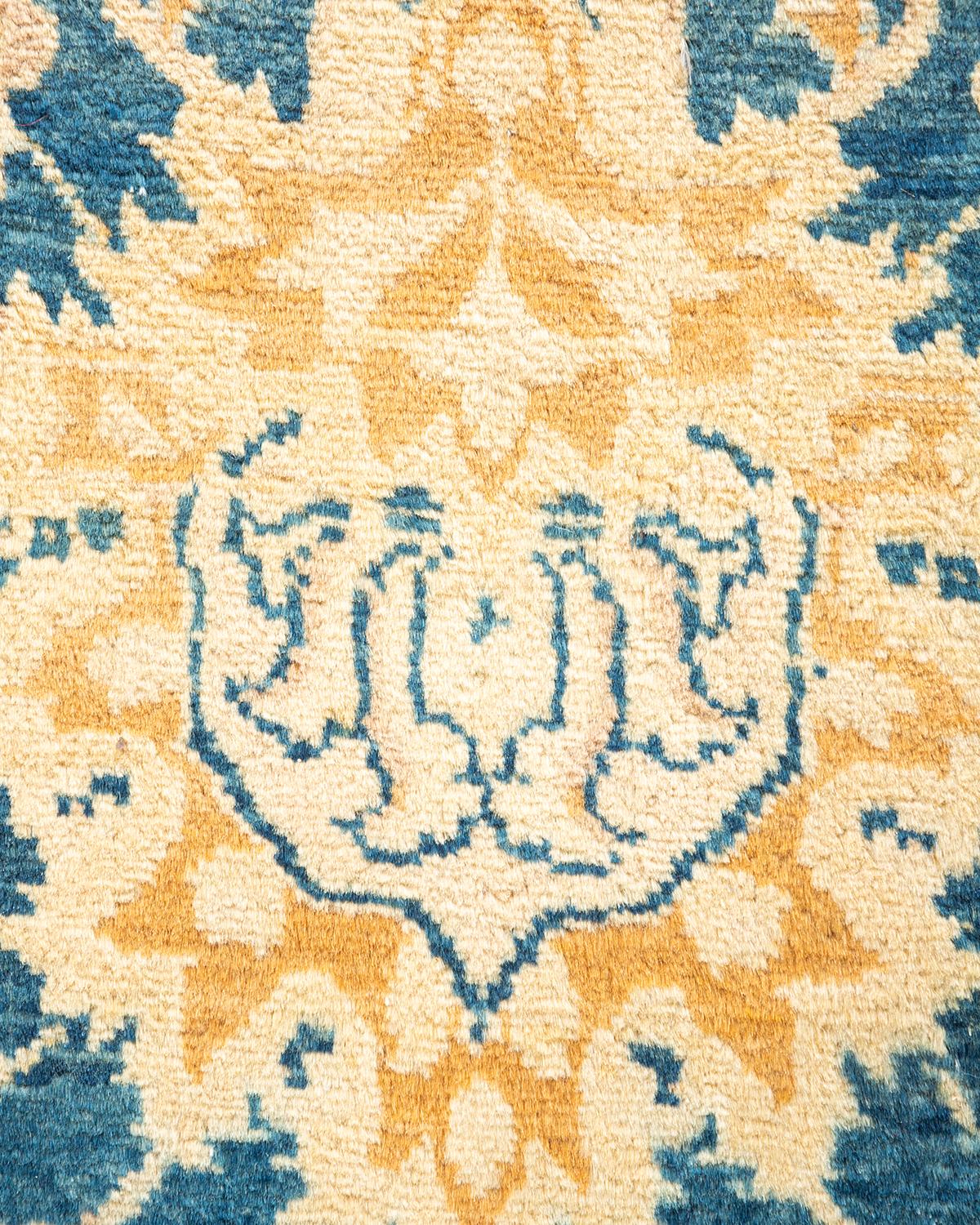 One-Of-A-Kind Hand Knotted Oriental Mogul Blue Area Rug In New Condition For Sale In Norwalk, CT