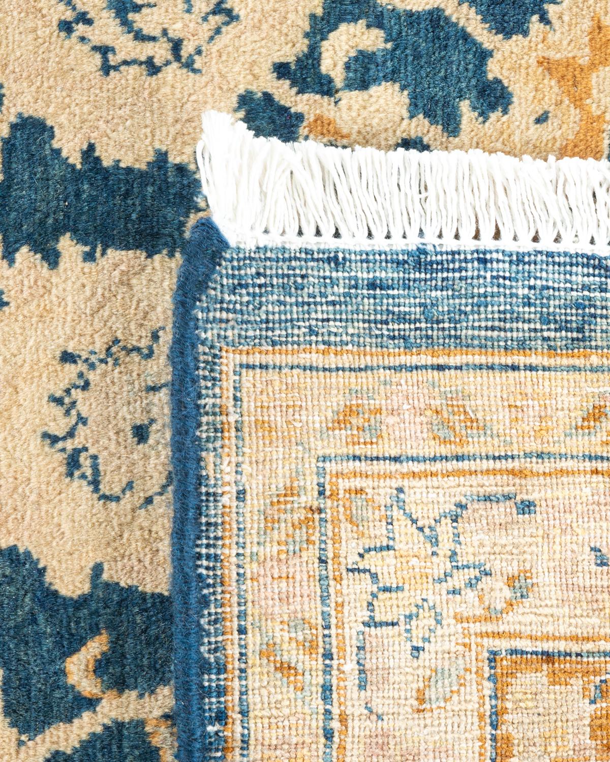 Handgeknüpfter orientalischer Mogulblauer Teppich, Unikat, Unikat (21. Jahrhundert und zeitgenössisch) im Angebot