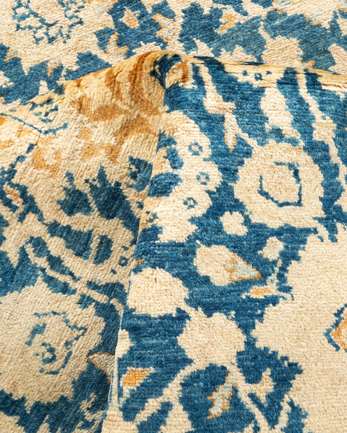Handgeknüpfter orientalischer Mogulblauer Teppich, Unikat, Unikat im Angebot 1