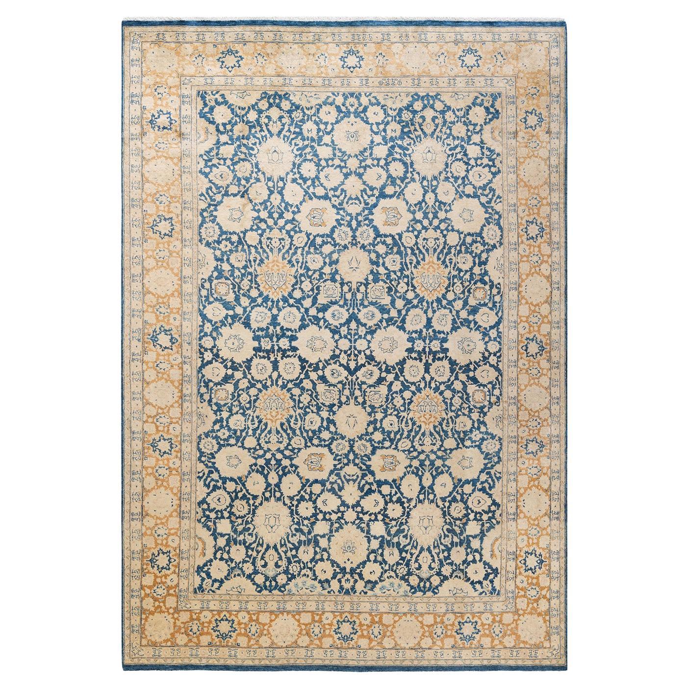 One-Of-A-Kind Hand Knotted Oriental Mogul Blue Area Rug
