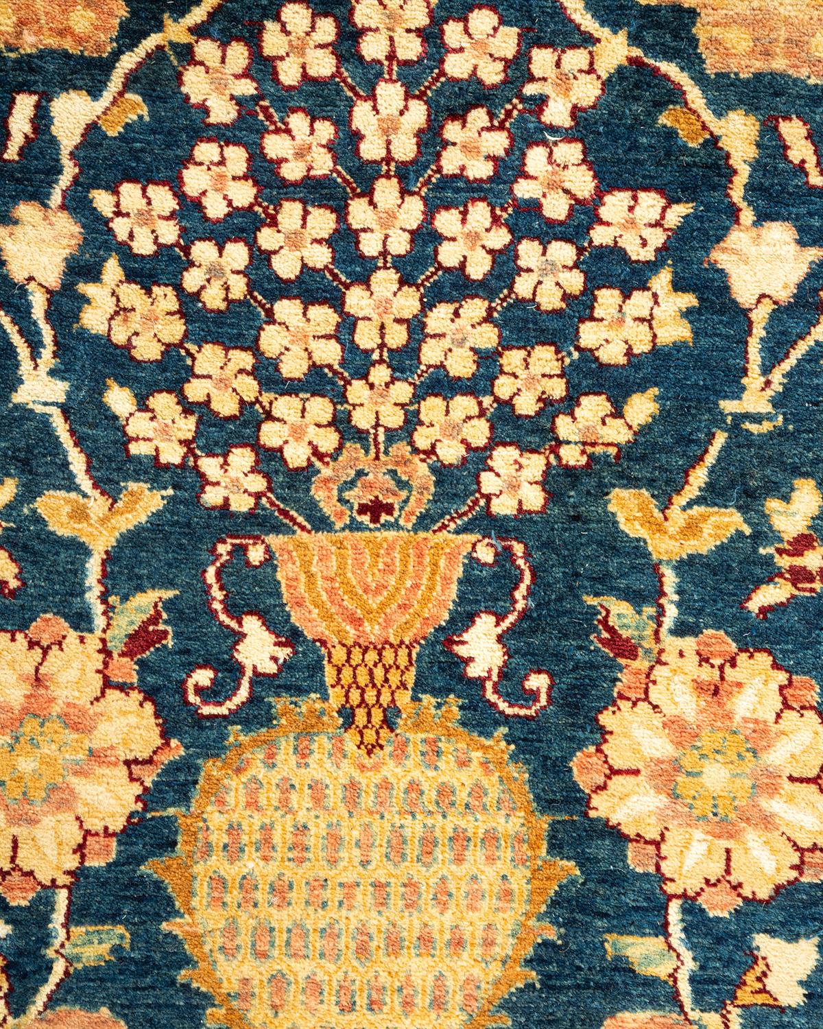 Alfombra oriental única Mogul azul anudada a mano Pakistaní en venta
