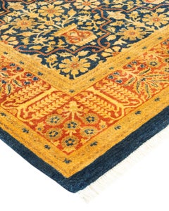 Einzigartiger handgeknüpfter Orientteppich Mogul Blue Area Rug