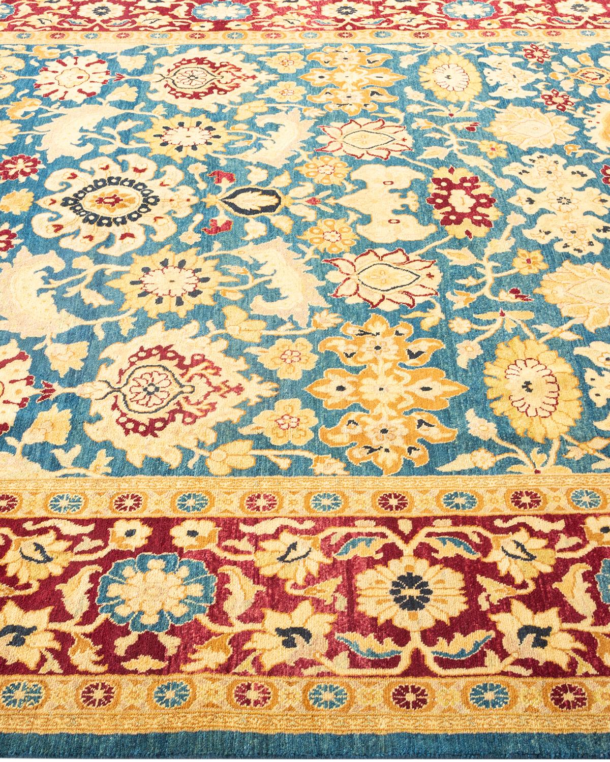 Pakistanais Tapis unique noué à la main Oriental Mogul bleu, unique en son genre en vente