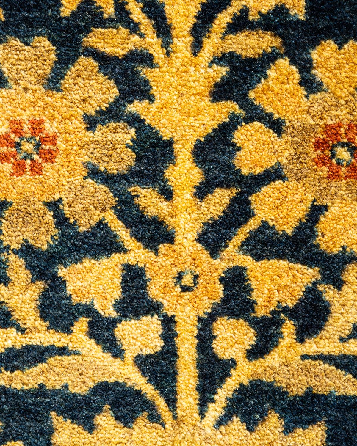 Pakistani One-of-a-kind Hand Knotted Oriental Mogul Blue Area Rug For Sale
