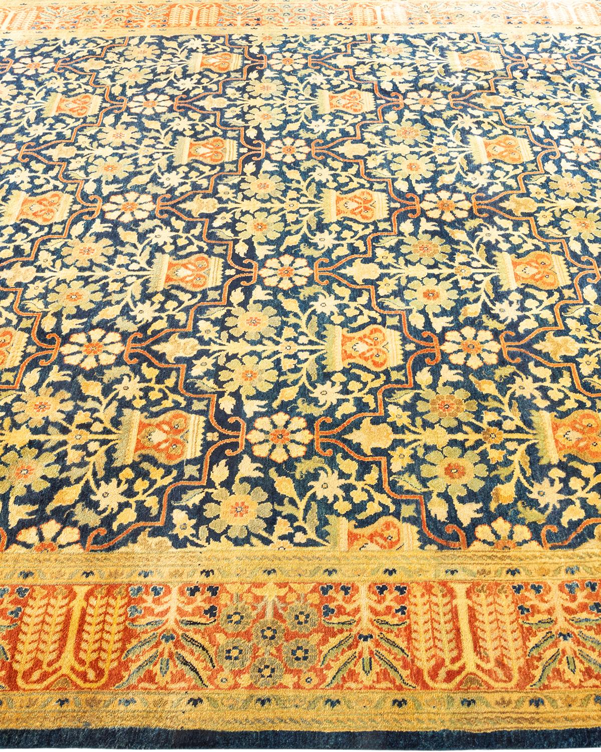 Tapis unique noué à la main Oriental Mogul bleu, unique en son genre Neuf - En vente à Norwalk, CT