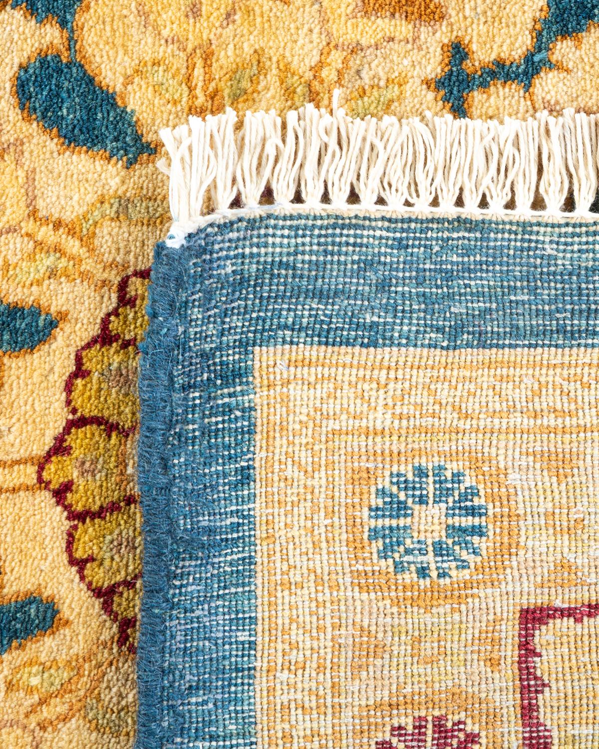 XXIe siècle et contemporain Tapis unique noué à la main Oriental Mogul bleu, unique en son genre en vente