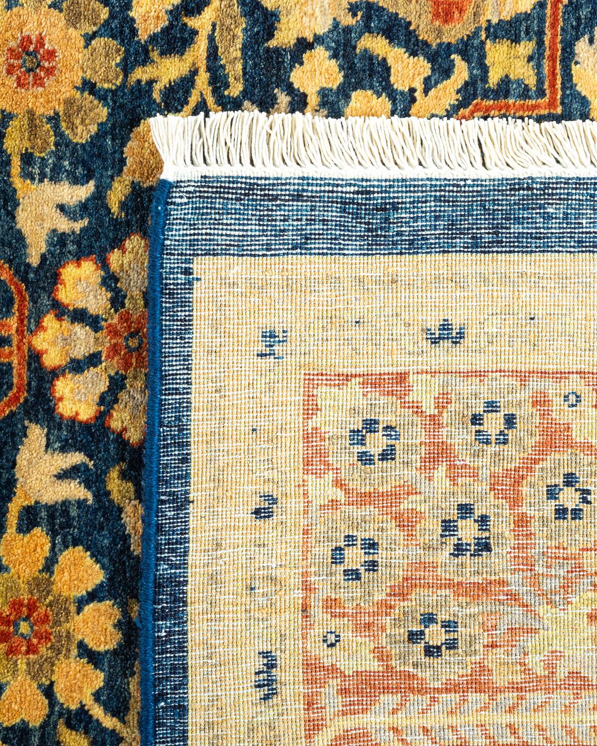 XXIe siècle et contemporain Tapis Oriental Mogul bleu noué à la main, unique en son genre en vente