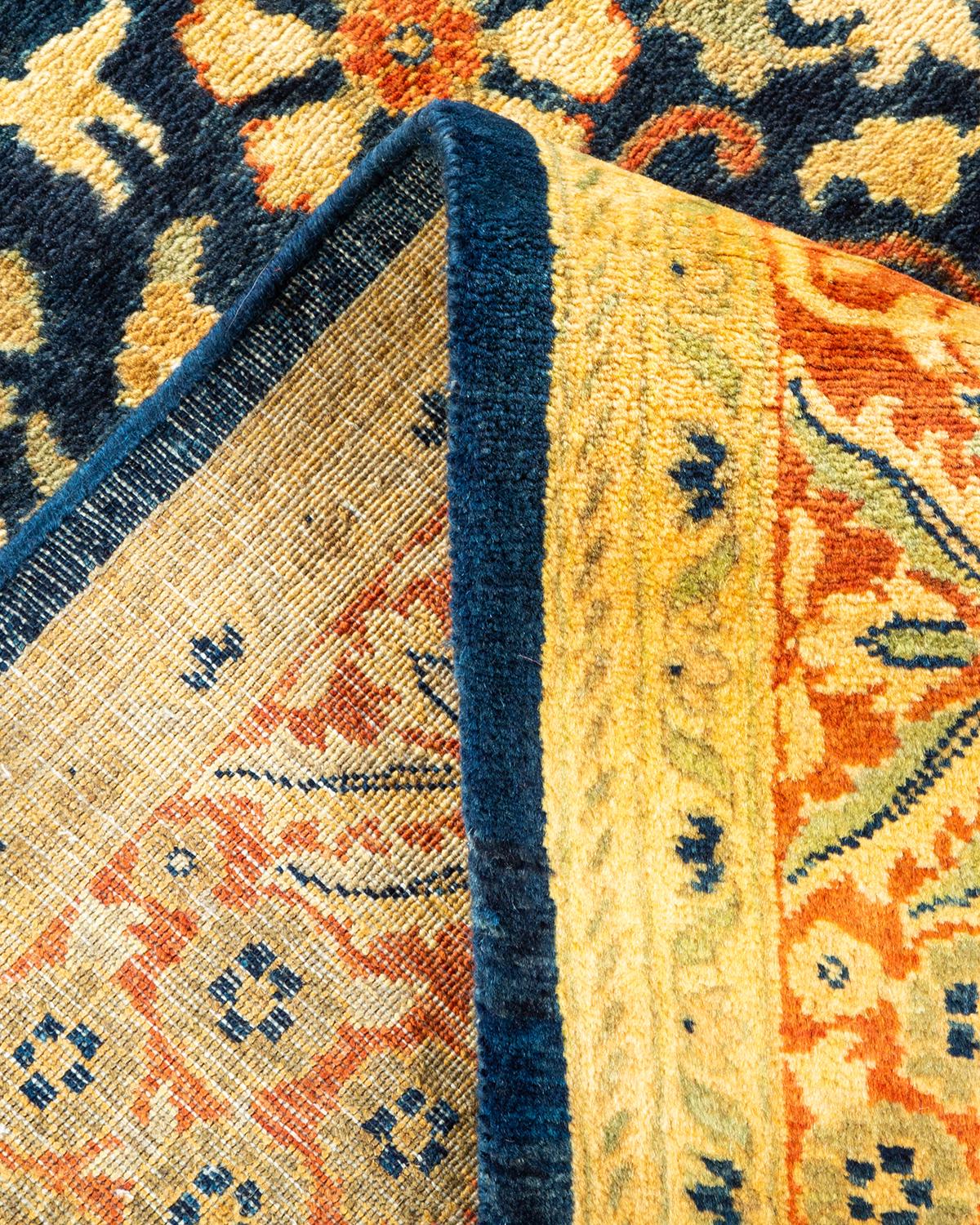 Laine Tapis unique noué à la main Oriental Mogul bleu, unique en son genre en vente