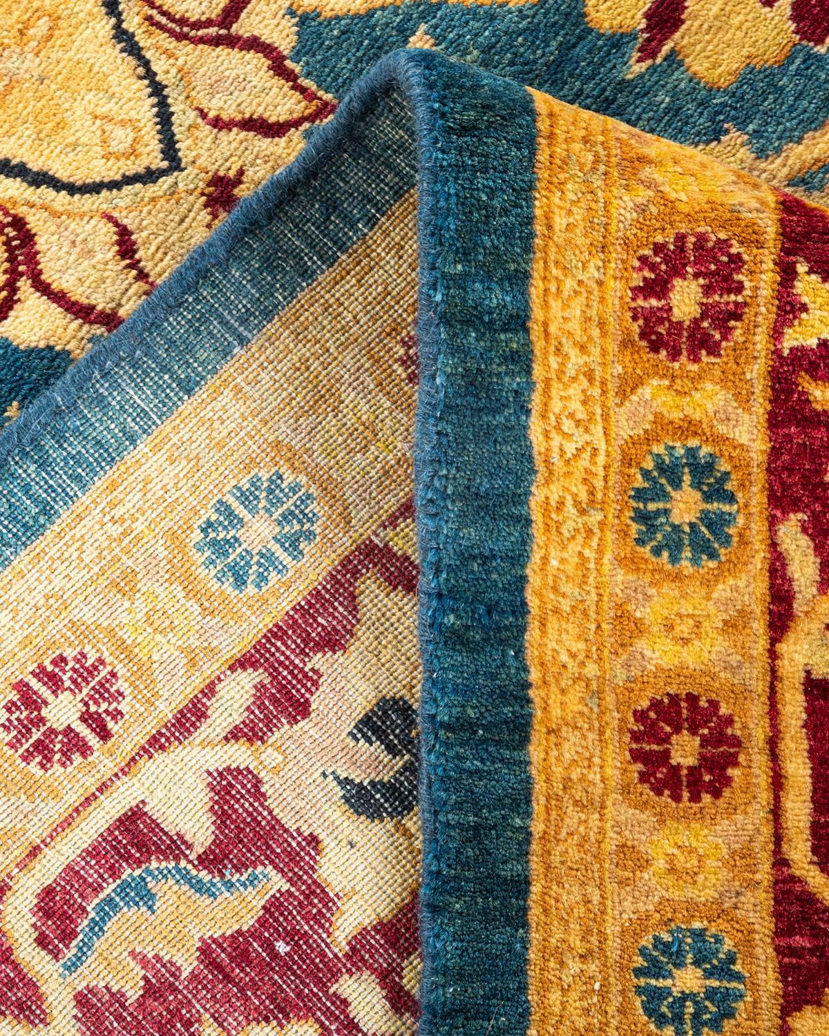 Laine Tapis unique noué à la main Oriental Mogul bleu, unique en son genre en vente