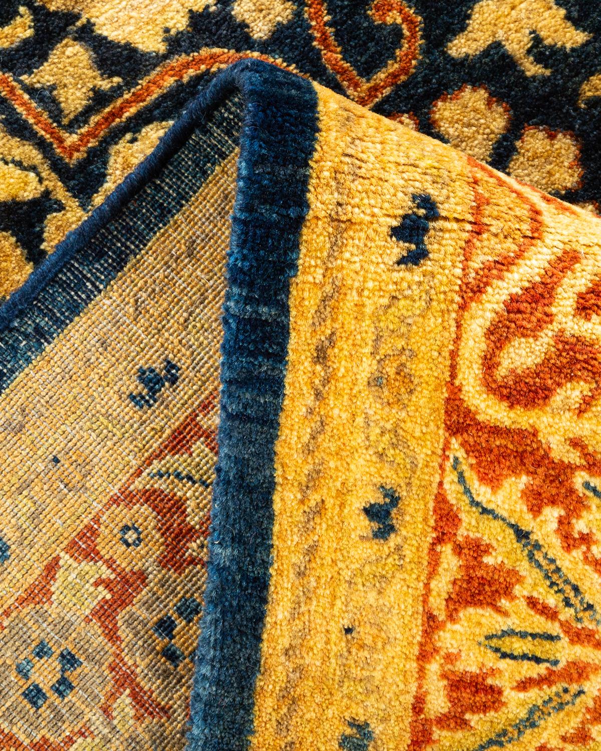 Wool One-of-a-kind Hand Knotted Oriental Mogul Blue Area Rug For Sale