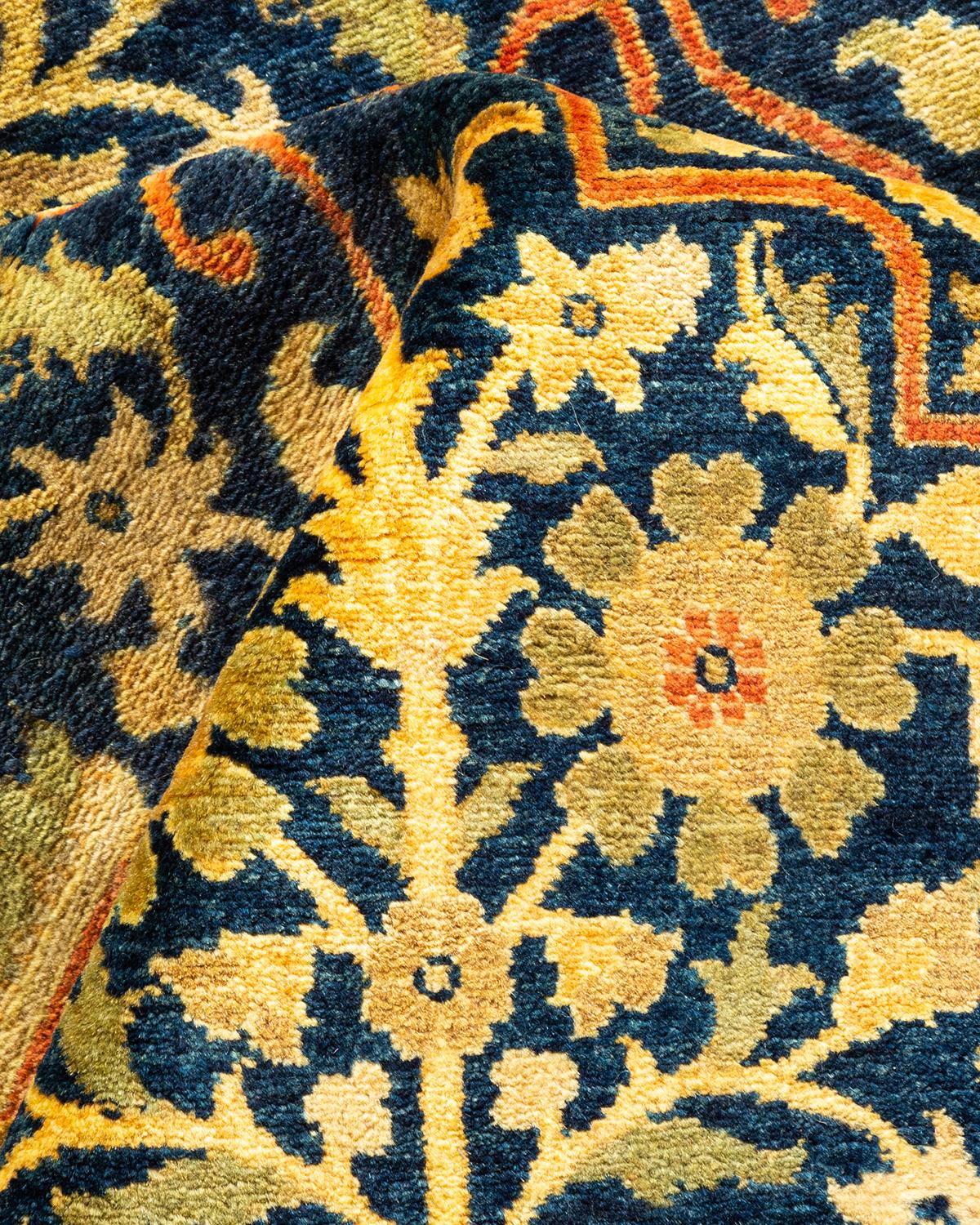 Tapis unique noué à la main Oriental Mogul bleu, unique en son genre en vente 1