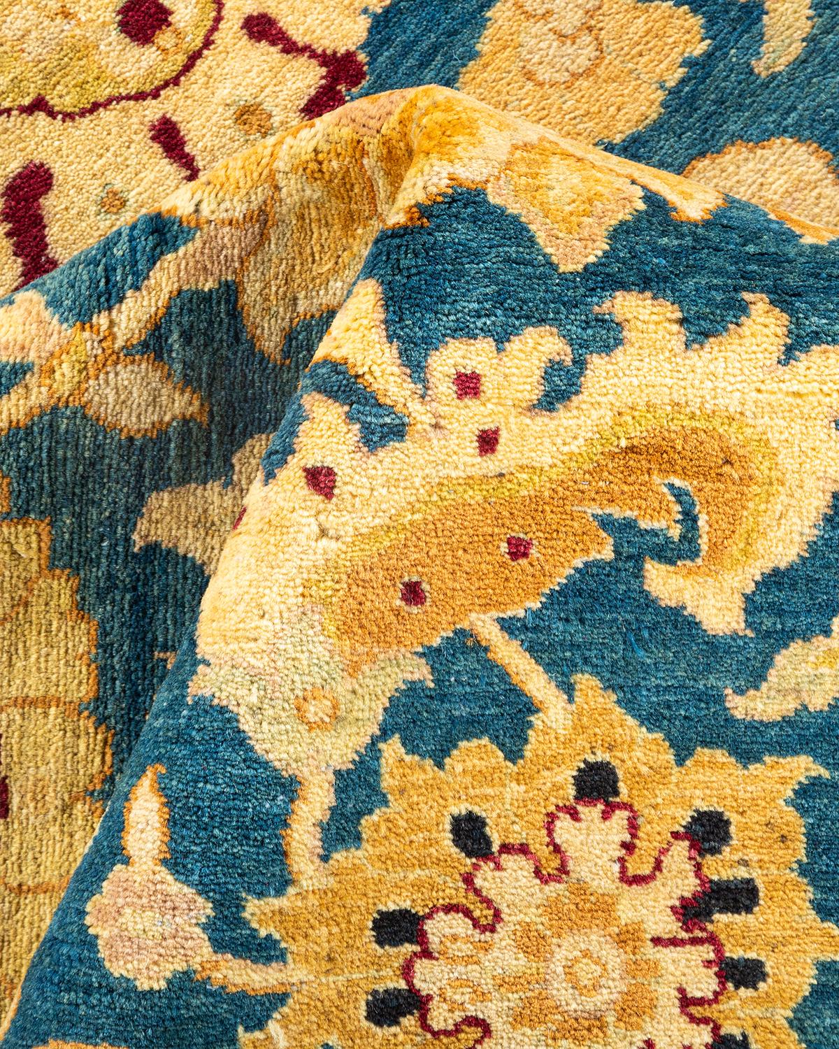Tapis unique noué à la main Oriental Mogul bleu, unique en son genre en vente 1