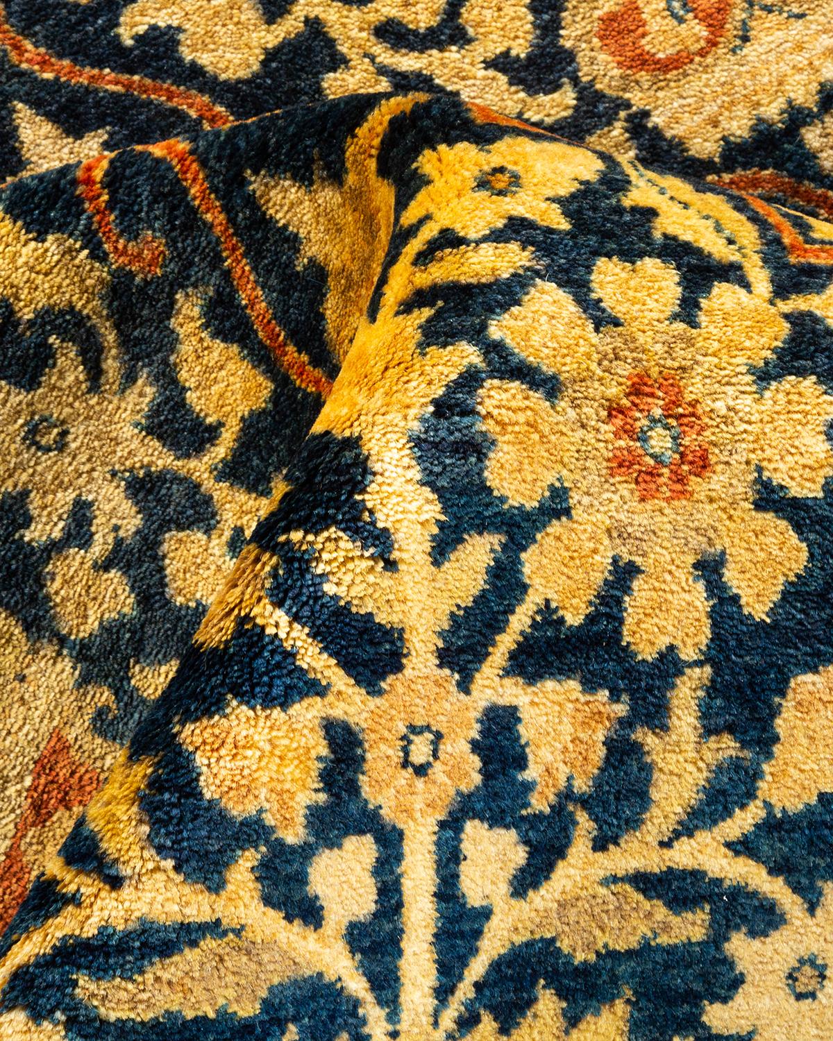 One-of-a-kind Hand Knotted Oriental Mogul Blue Area Rug For Sale 1
