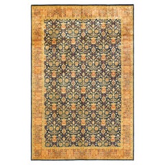 One-of-a-Kind Hand Knotted Oriental Mogul Blue Area Rug