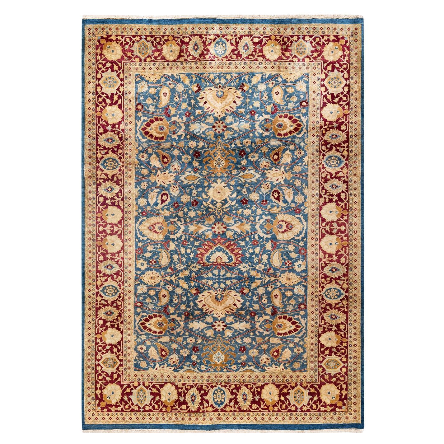 One-Of-A-Kind Hand Knotted Oriental Mogul Blue Area Rug For Sale