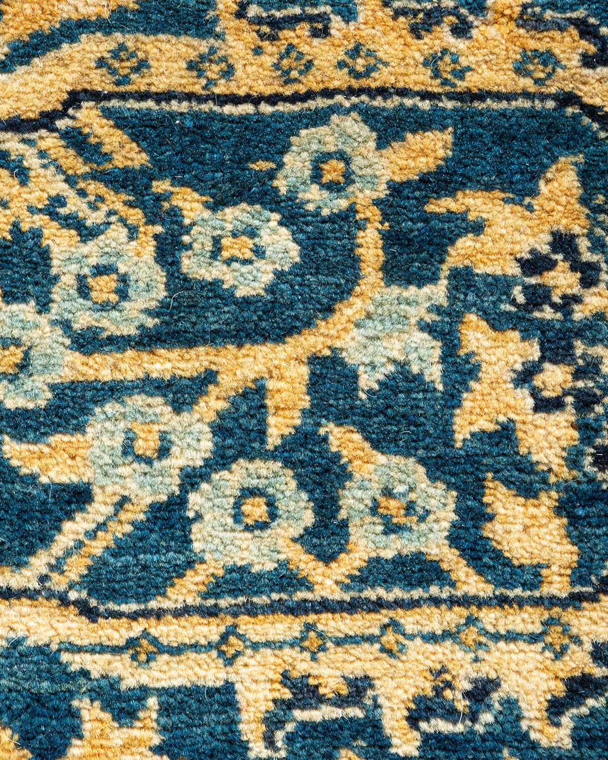 Handgeknüpfter orientalischer Mogulblauer Teppich, Unikat, Unikat (Pakistanisch) im Angebot