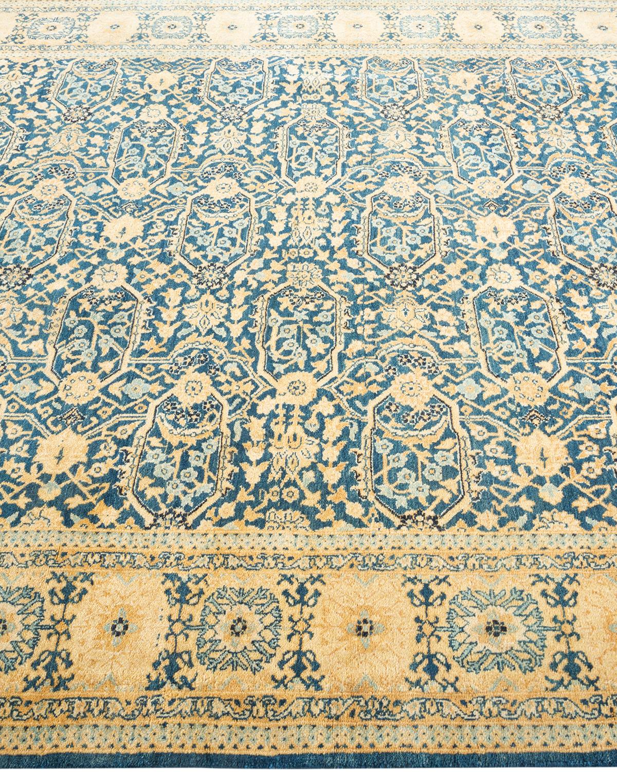 Handgeknüpfter orientalischer Mogulblauer Teppich, Unikat, Unikat im Zustand „Neu“ im Angebot in Norwalk, CT