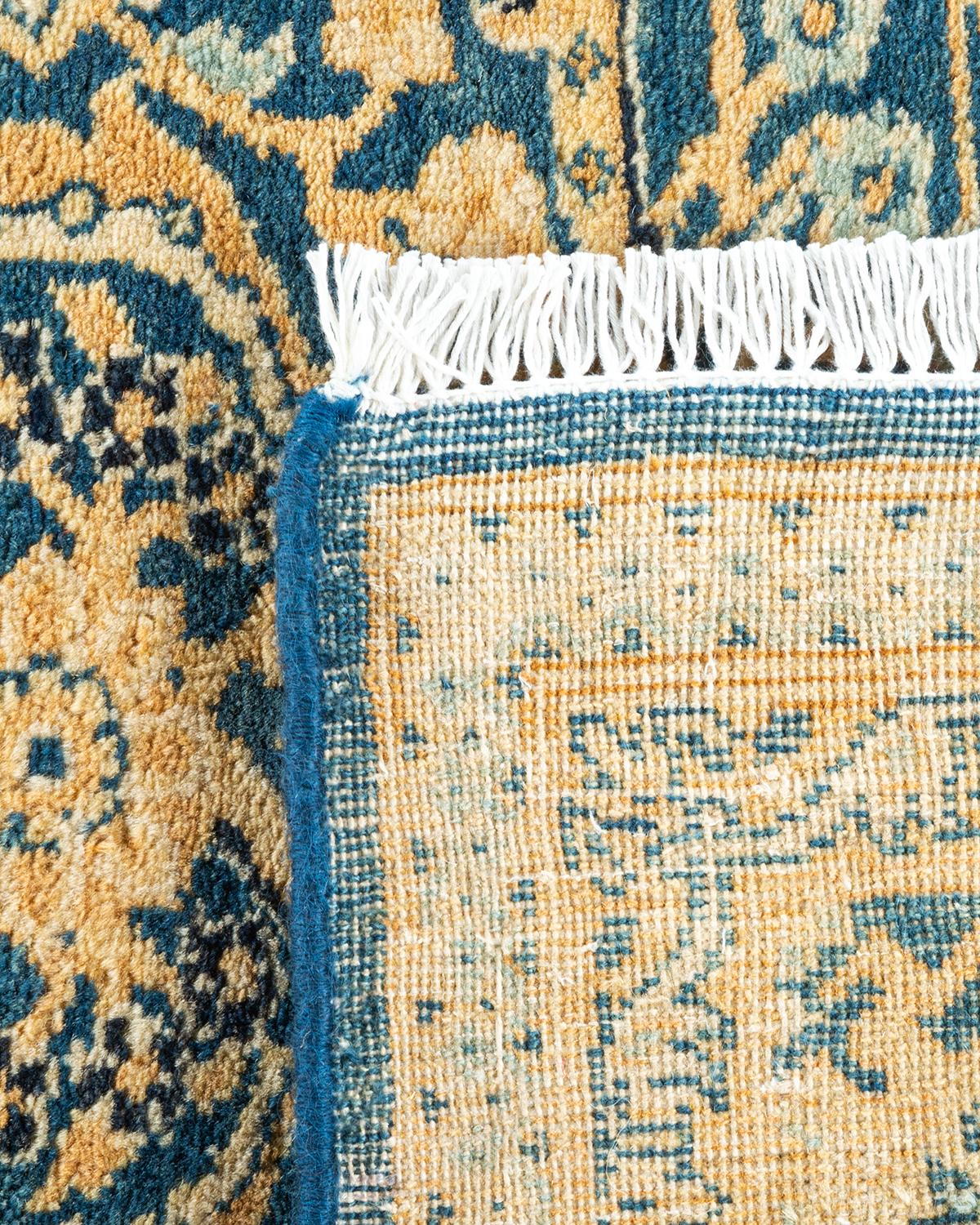 Handgeknüpfter orientalischer Mogulblauer Teppich, Unikat, Unikat (21. Jahrhundert und zeitgenössisch) im Angebot